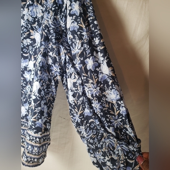 Time And Tru Blue Floral Boho Peasant Shirt Sz L - Picture 4 of 10